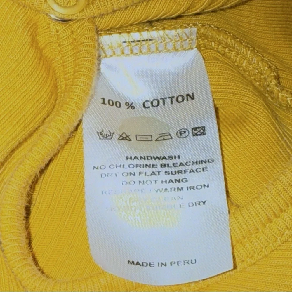 Fin & Vince Mustard Ribbed Cotton Sleeveless Bodysuit 12–24M